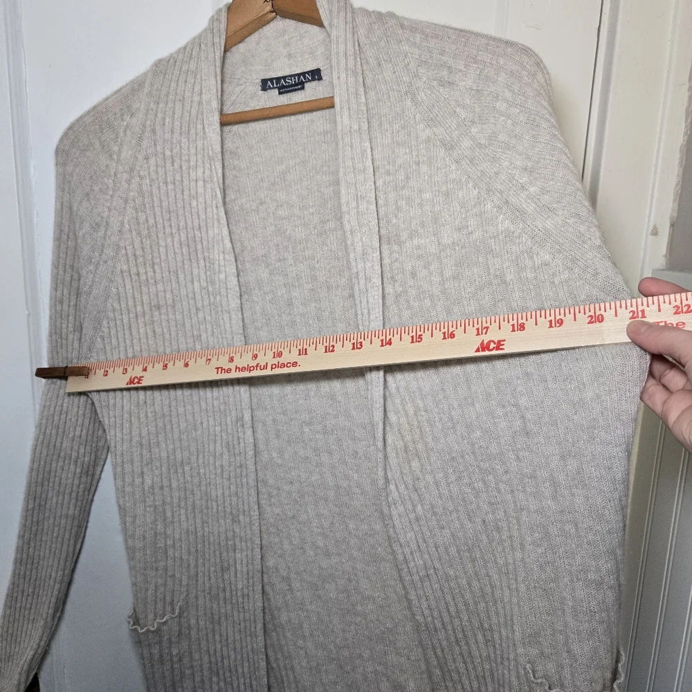 Alashan Womens Cashmere Open Front Cardigan Size L Cream Quiet Luxury Minimalist - Picture 12 of 14